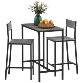 3 Piece Bar Table and Chairs, Industrial Dining Table Set for 2, Counter Height Kitchen Table with Bar stools, Breakfast Table Set for 2 for Sma