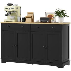 Modern Sideboard, Buffet Cabinet with Storage Drawers, Adjustable Shelves for Living Room, Dining Room, Entryway, Black (Option: Black-1555x495x190 mm)