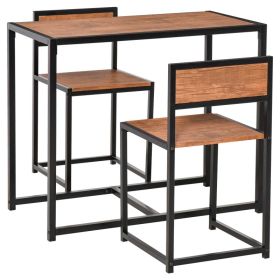 3-Piece Industrial Dining Table Set for 2, Kitchen Table and Chairs, Dining Room Sets for Small Spaces, Rustic Brown (Option: Rustic Brown-1000x580x160 mm)