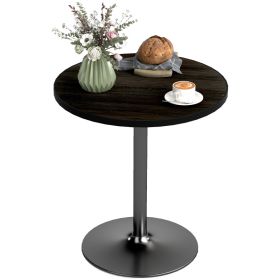 Round Dining Table for 2-4 People, Small Kitchen Table with Wood Grain Top, Black (Option: Black-800x800x170 mm)