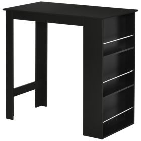 Modern Bar Table Counter Height Dining Table with 3 Storage Shelves for Kitchen, Dining Room, Living Room, Black (Option: Black-1265x725x100 mm)