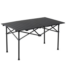 120cm Portable Carbon Steel Camping Table Outdoor Folding Camping Table Portable Ultralight Camping Table Roll-Up Camping Table Folding (Option: Black)