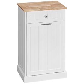Kitchen Tilt Out Trash Bin Cabinet Free Standing Recycling Cabinet Trash Can Holder With Drawer, White (Option: White-950x535x185 mm)