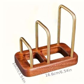 Set Of 2 Classic Solid Wood Kitchen Shelves Sturdy Top Shelf With Curved Slots Space-Saving Countertop Organizer (Option: 2 Classic Solid Wood Pieces)