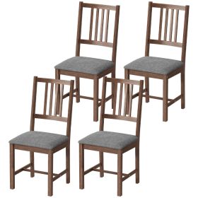 Set of 4 Dining Chairs, Upholstered Dining Room Chairs with Rubberwood Legs for Kitchen, Farmhouse Walnut (Option: Gray-1022x562x300 mm)