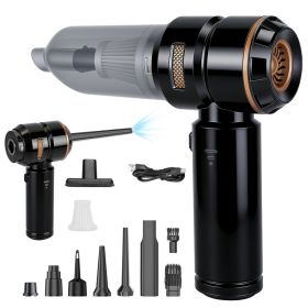 16000PA Handheld Car Vacuum Cleaner With Brushless Motor 2 Reusable Filters 4 In 1 Portable Cordless Compressed Air Duster & Blower For Car Offic (Option: Black Gold)