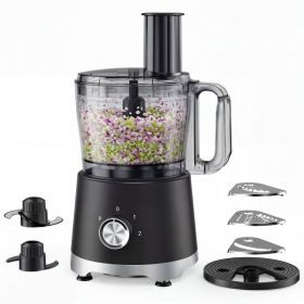 Food Processor 10.5 Cup, Vegetable Chopper 5 Blades 3 Modes, Large Capacity, Dishwasher Safe, Stainless Steel Blades, For Smoothie, Fruit And Dou (Option: Black)