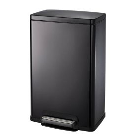 Stainless Steel 13-Gallon Kitchen Trash Can with Step Lid (Color: Charcoal Black Gray)