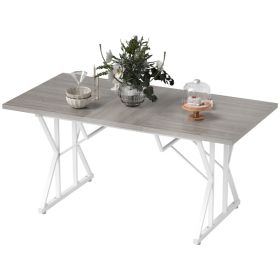 47"-63" Extendable Dining Table for 4-6, Farmhouse Expandable Kitchen Table with Heavy Duty Trestle Base, Gray (Option: Distressed Gray-1100x885x185 mm)