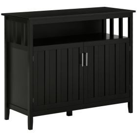 Sideboard Buffet Cabinet, Coffee Bar Cabinet with 2 Doors and Adjustable Shelves, Console Table for Kitchen Entryway Living Room, Black (Option: Black-1215x575x210 mm)