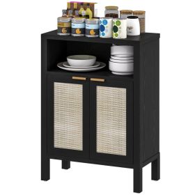 Sideboard Buffet Cabinet with Storage, Modern Accent Cabinet with Adjustable Shelf, Coffee Bar Cabinet, Distressed Black (Option: Black-870x360x230 mm)