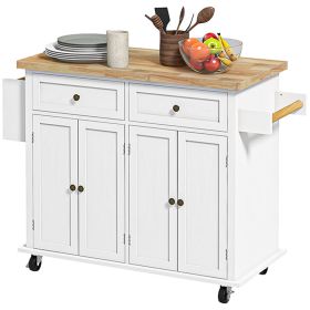 Modern Rolling Kitchen Island Cart with Spice Rack, Distressed White (Option: Distressed White-1040x555x210 mm)