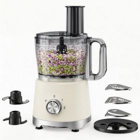 Food Processor 10.5 Cup, Vegetable Chopper 5 Blades 3 Modes, Large Capacity, Dishwasher Safe, Stainless Steel Blades, For Smoothie, Fruit And Dou (Option: White)