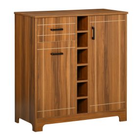 Retro Wine Cabinet for 6 Bottles, Wine Rack Sideboard Serving Bar with Glass Holders and 1 Drawer, Brown (Option: Brown-1030x480x235 mm)