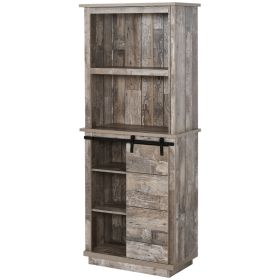 Freestanding Rustic Kitchen Buffet with Hutch, Pantry Storage Cabinet with Sliding Barn Door, Adjustable Shelf, Vintage Wood (Option: Vintage wood grain-905x410x235 mm)