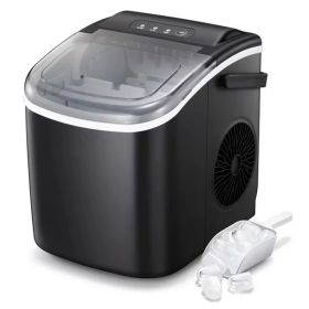 Ice Makers Countertop;  Protable Ice Maker Machine with Handel;  Self-Cleaning Ice Maker;  26Lbs/24H;  9 Ice Cubes Ready in 8 Mins;  for Home/Off (Color: Black)