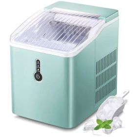 Countertop Ice Maker Machine;  Portable Compact Ice Cube Maker with Ice Scoop & Basket;  26Lbs/24H Ice Machine for Home/Kitchen/Office/Bar;  Blac (Color: green)