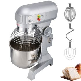 VEVOR Commercial Food Mixer 3 Speeds Adjustable 110/178/390 RPM Heavy Duty 110V with Stainless Steel Bowl Dough Hooks Whisk Beater Prem (size: 10Qt)