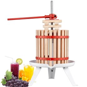 VEVOR Fruit Wine Press, Solid Wood Basket with 6 Blocks, Manual Juice Maker (size: 1.6 Gallon)