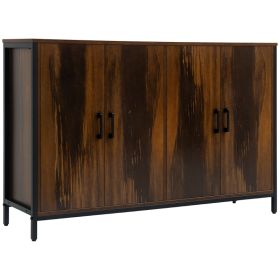 Industrial Sideboard Buffet Cabinet with Doors, Kitchen Cabinet, Coffee Bar Cabinet with Adjustable Shelves, Rustic Brown (Option: Rustic Brown-1390x400x150 mm)