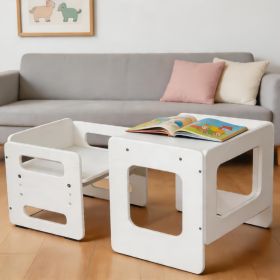 Weaning Table And Chair Set Height Adjustable Wooden Table Set For 1 To 3 Years Children Playing Learning Reading Eating (Option: default)