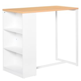 Modern Bar Table Counter Height Dining Table with 3 Storage Shelves for Kitchen, Dining Room, Living Room, White (Option: White, Wood color-1275x615x145 mm)