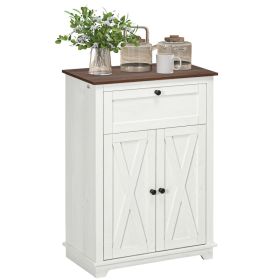 Farmhouse Sideboard Storage Cabinet with Doors and Drawer for Kitchen, Living room, 23.5"x11.75"x34.5", White (Option: White-908x374x186 mm)