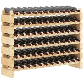 Stackable Wine Rack, Modular Storage Shelves, 72-Bottle Holder, Freestanding Display Rack for Kitchen, Pantry, Cellar, Natural (Option: Natural Wood-1210x370x150 mm)