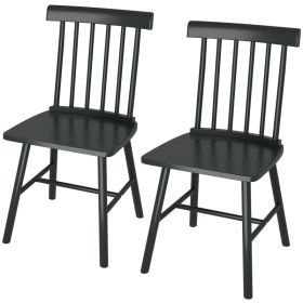 Dining Chairs Set of 2, Farmhouse Wood Kitchen Chairs with Rubber Wood Frame, Spindle Back for Dining Room, Black (Option: Black-515x515x350 mm)